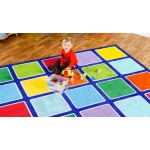 Covor mare 3x3 m pentru Copii cu patrate colorate Curcubeu Covor Multicolor Rainbow